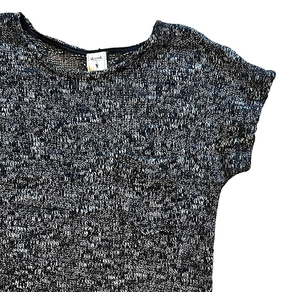 iLook Charcoal Grey Large Crocheted Sweater Size S